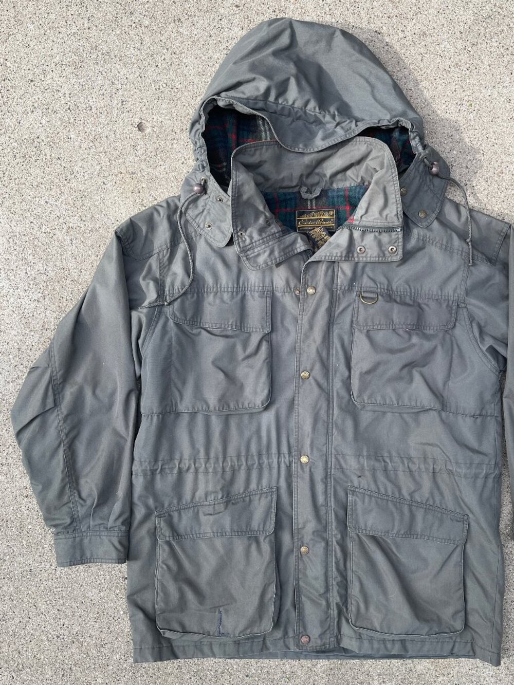 Vintage Eddie Bauer Wool Lined Mountain Parka Jacket Size XL Dark Grey